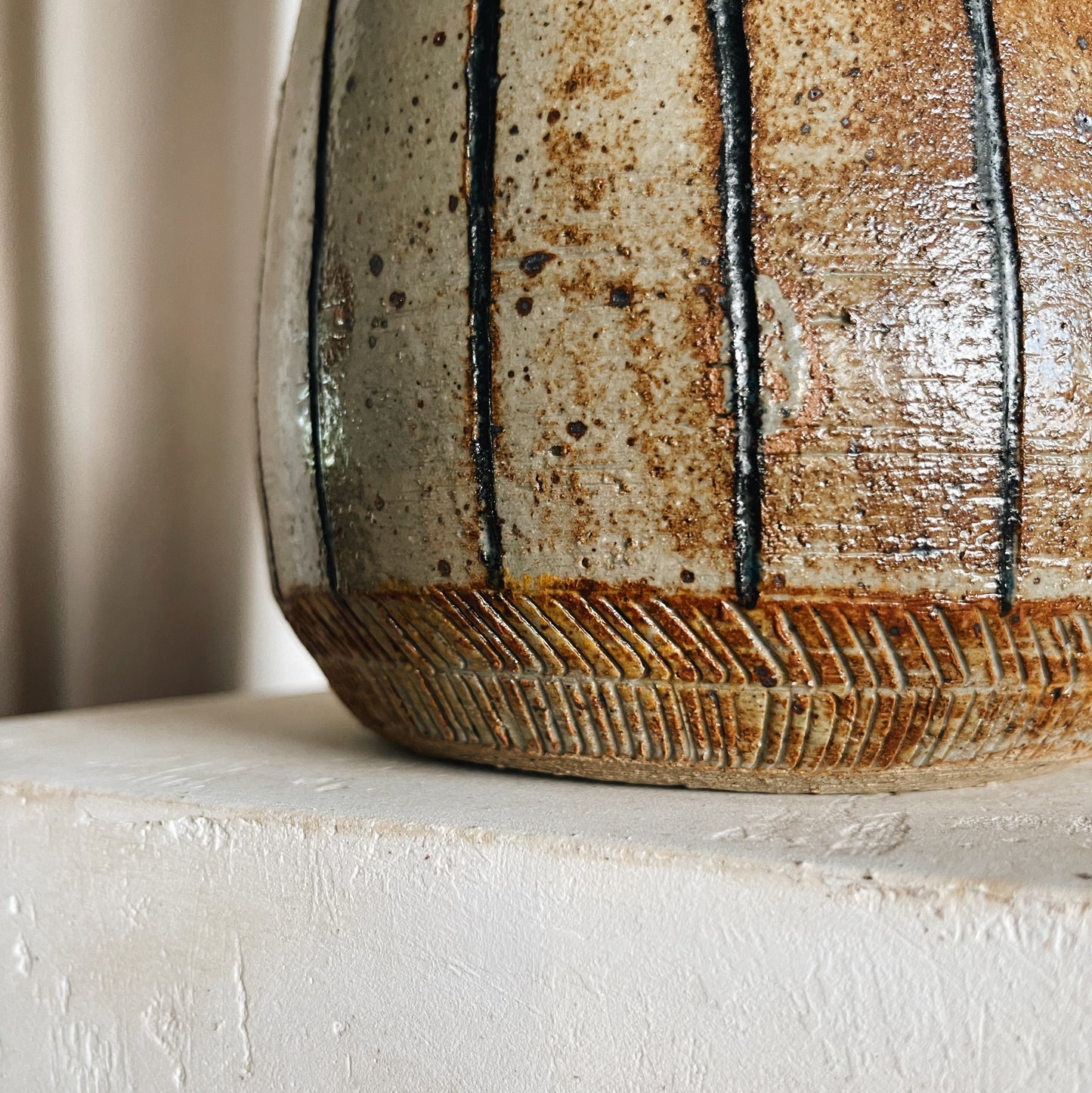 Vintage Pottery Lidded Urn