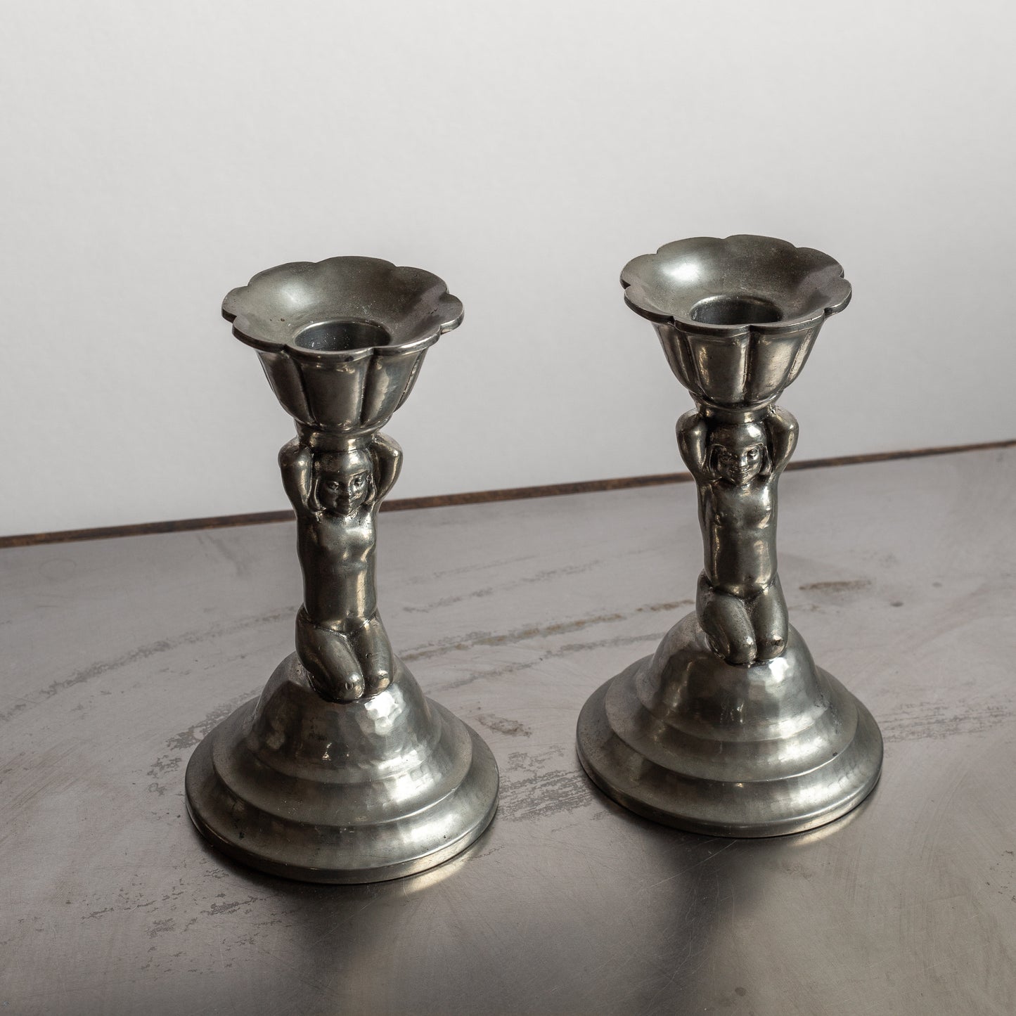 Danish Pewter Candlesticks, 1920's