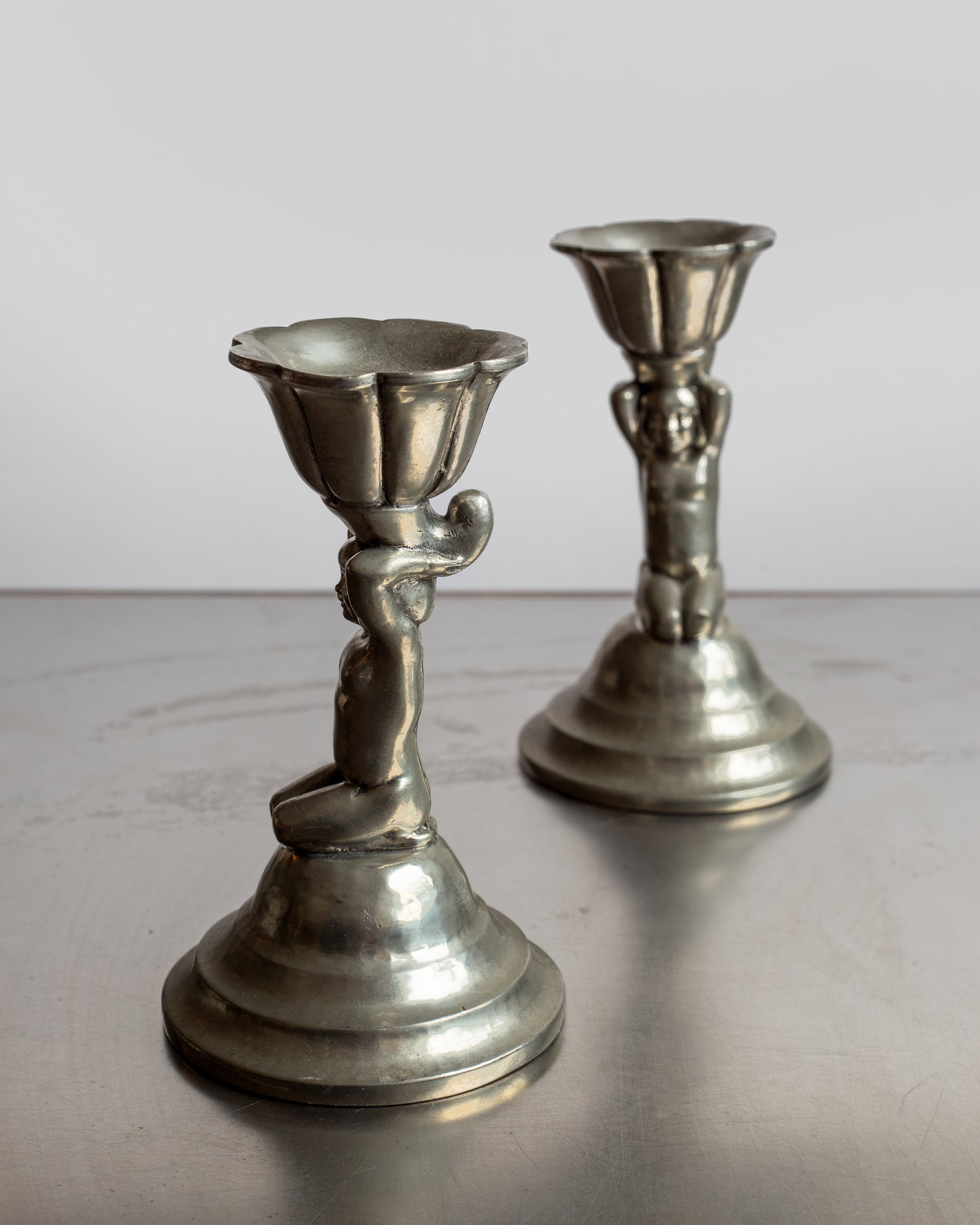 Danish Pewter Candlesticks, 1920's