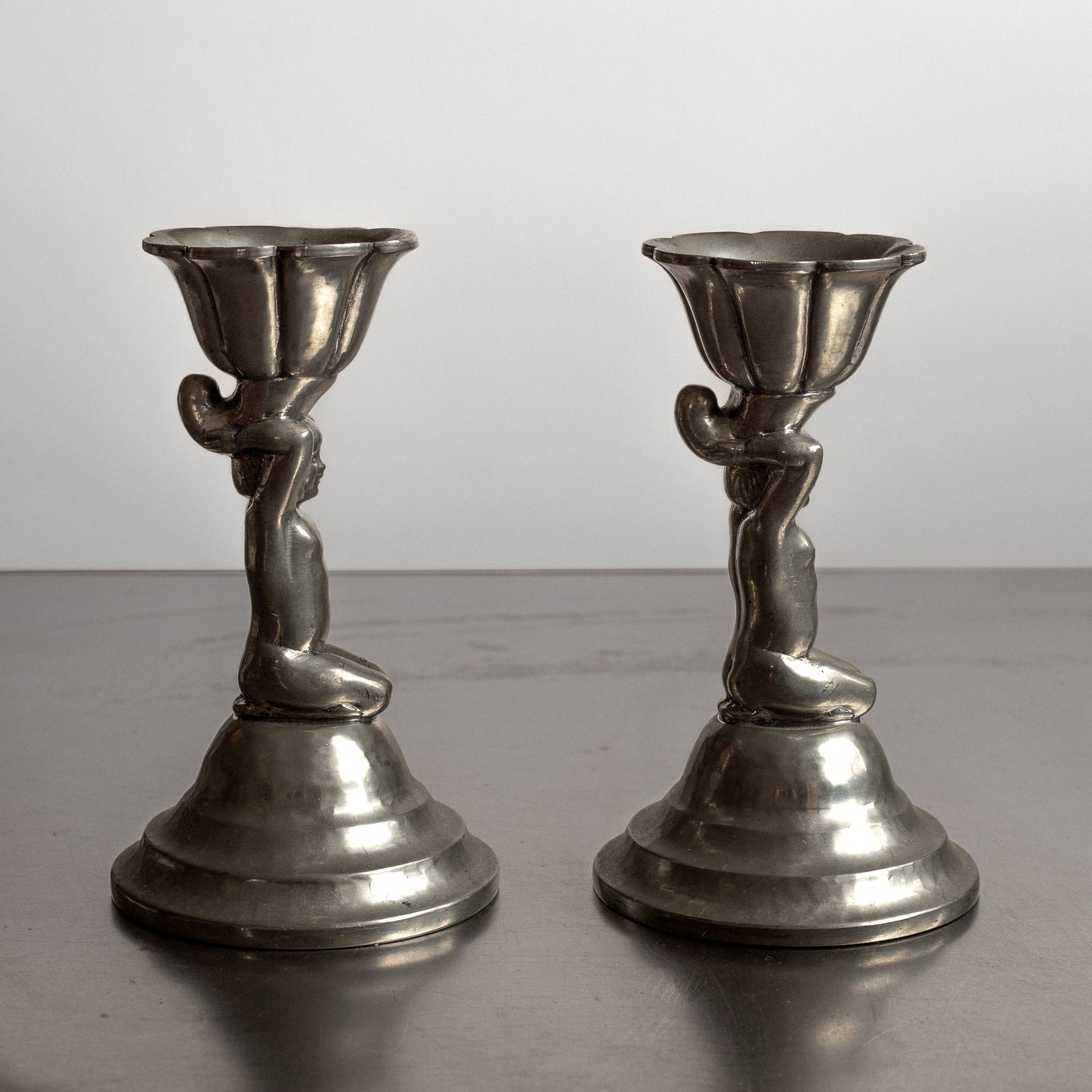 Danish Pewter Candlesticks, 1920's