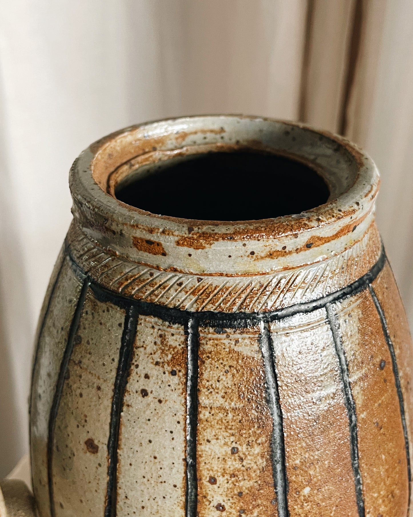 Vintage Pottery Lidded Urn