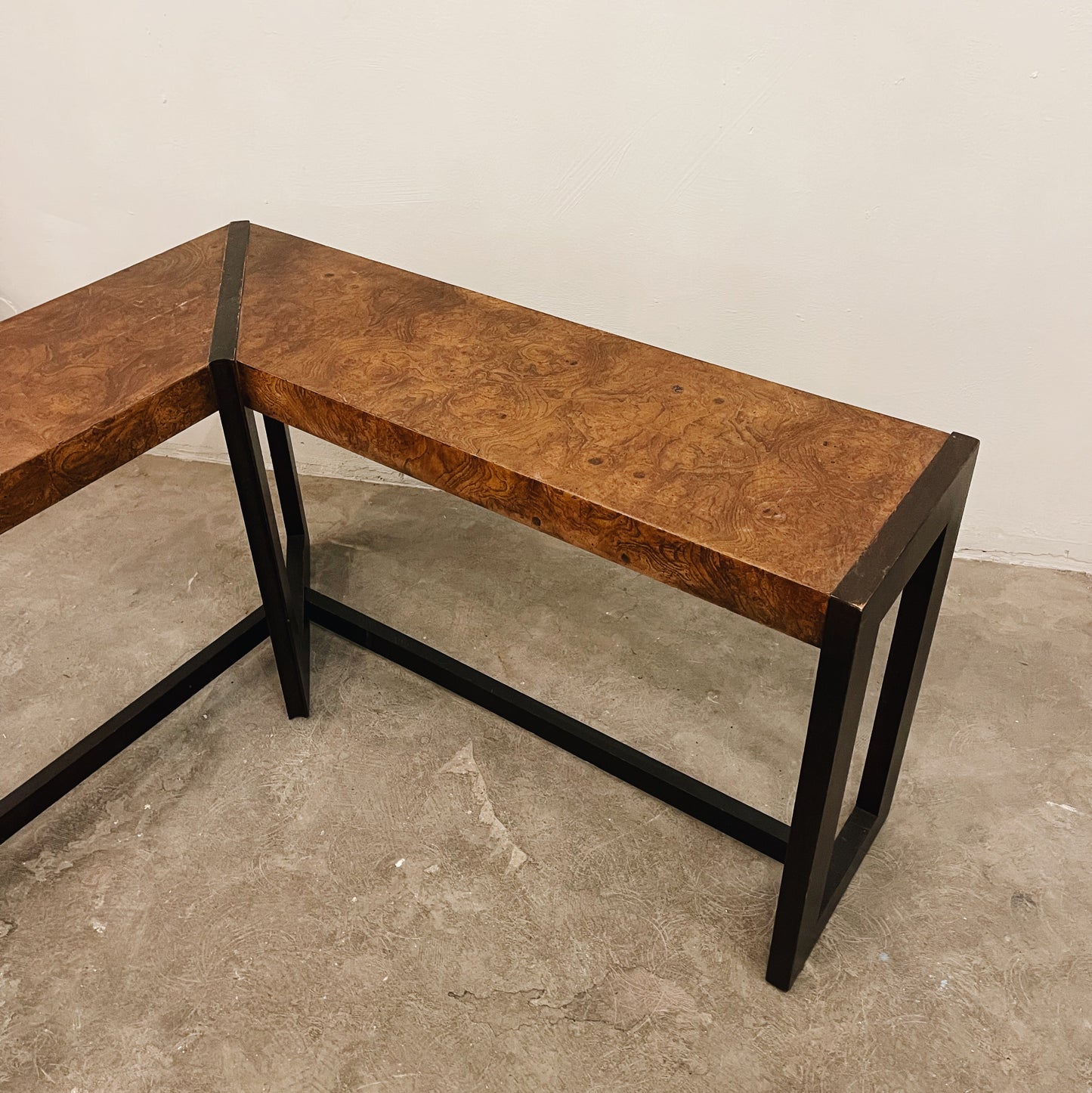 L Shaped Burl Wood Table