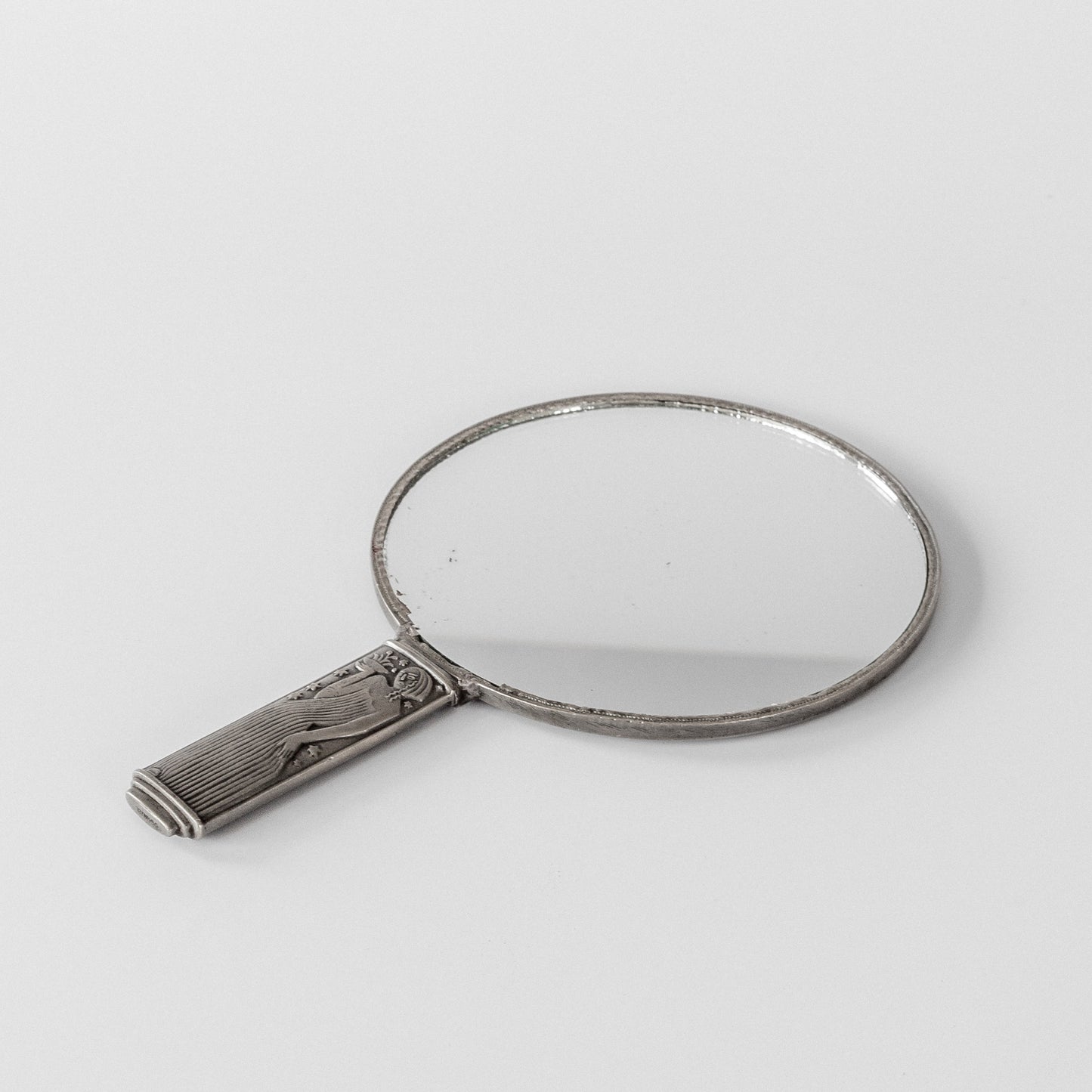Modernist Pewter Hand Mirror