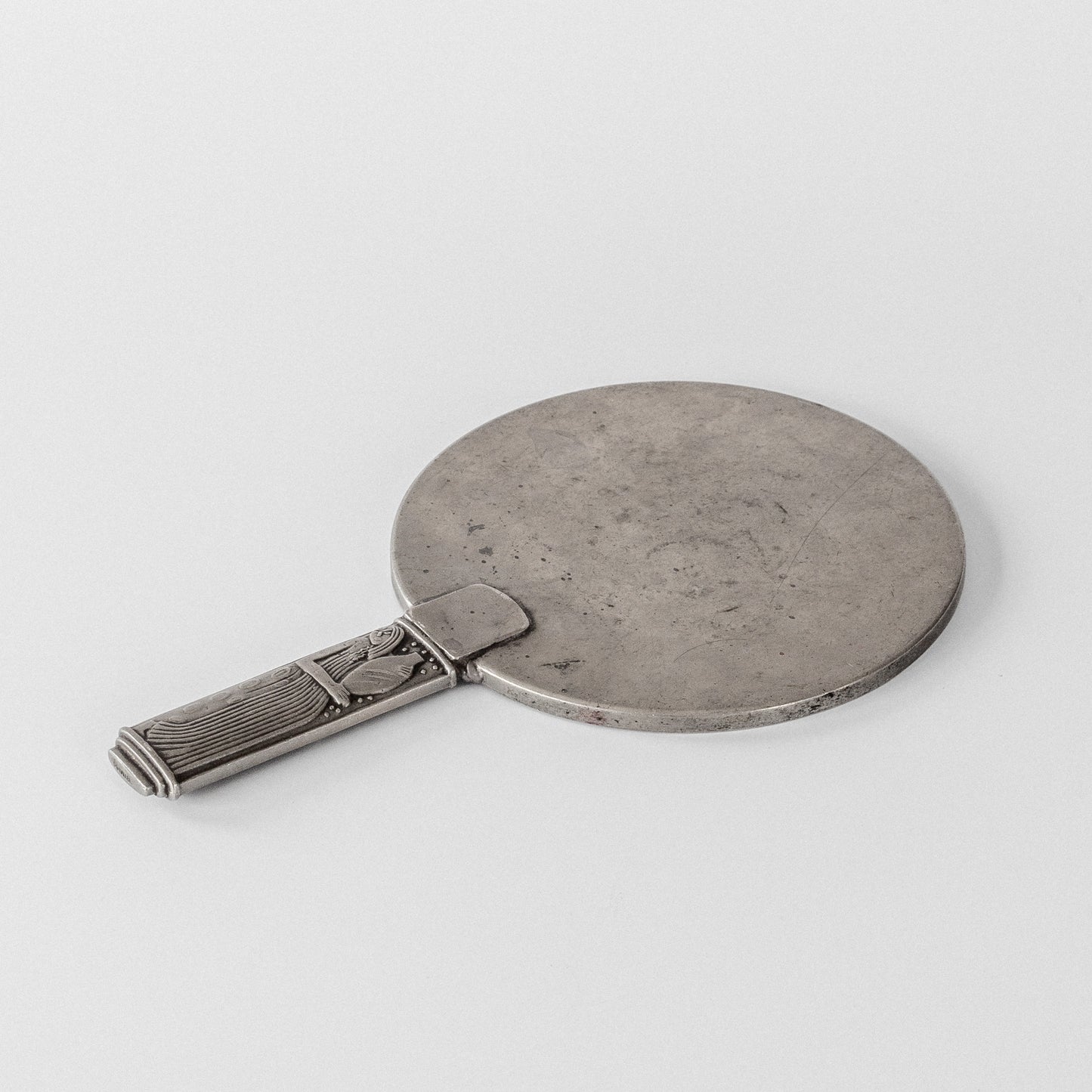 Modernist Pewter Hand Mirror