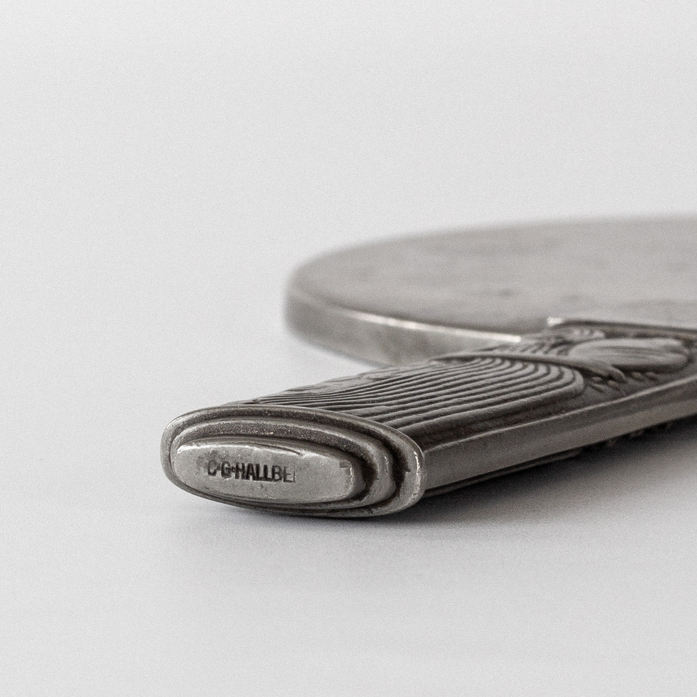 Modernist Pewter Hand Mirror
