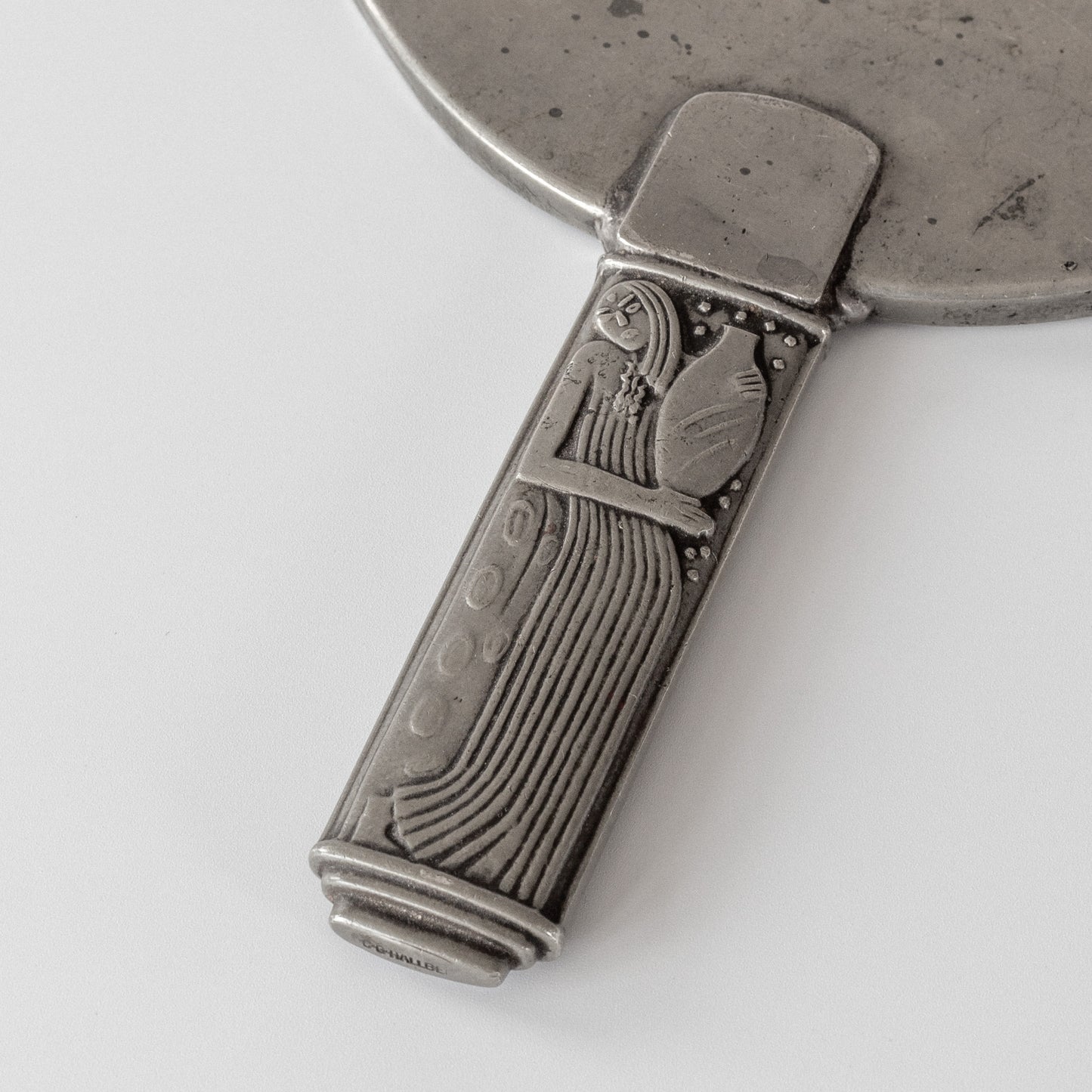 Modernist Pewter Hand Mirror