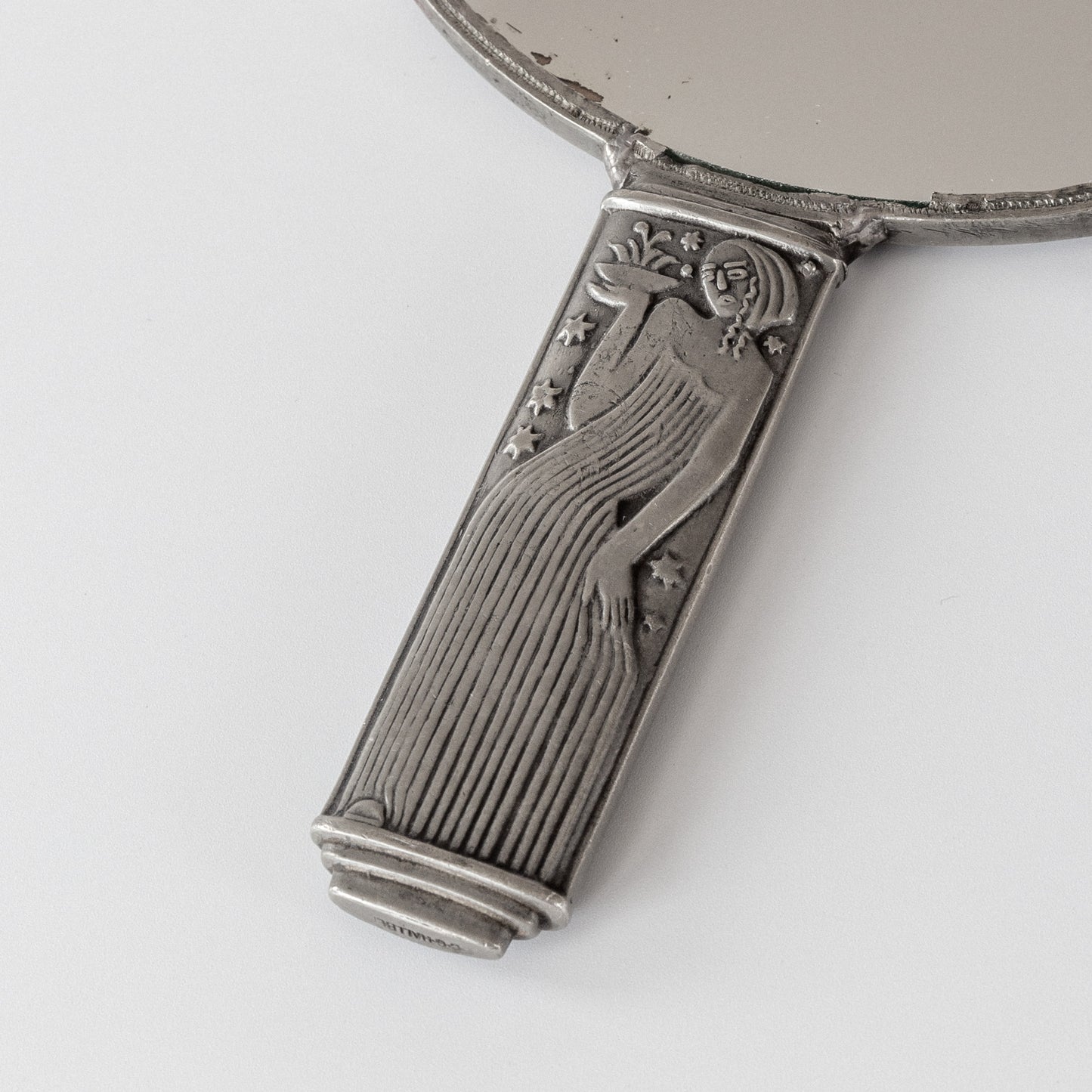 Modernist Pewter Hand Mirror