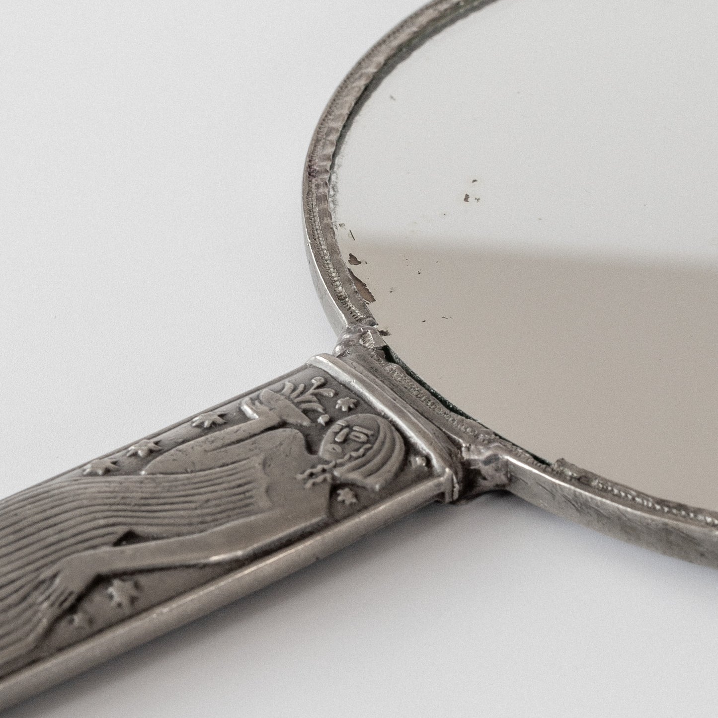 Modernist Pewter Hand Mirror
