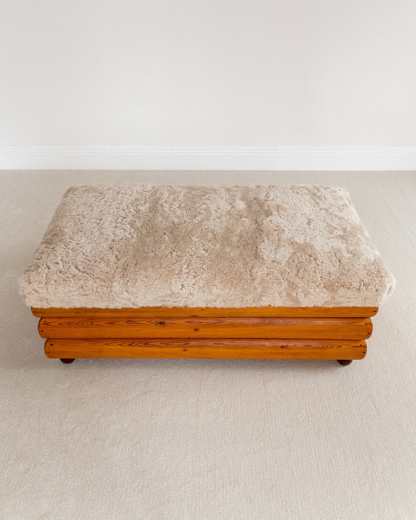 Pine and Sheepskin Bench