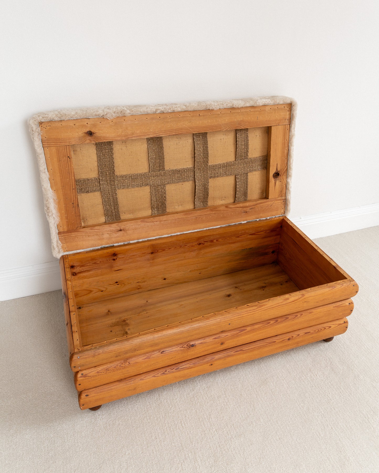 Pine and Sheepskin Bench