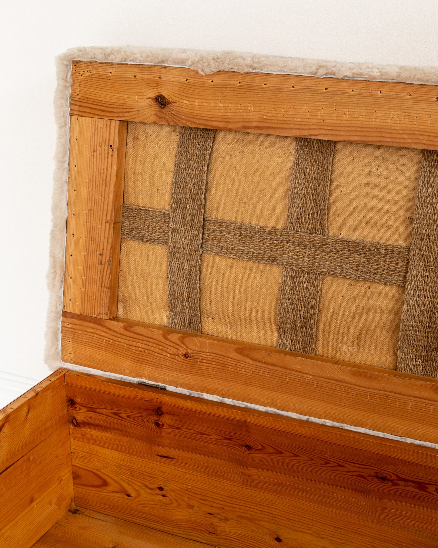 Pine and Sheepskin Bench