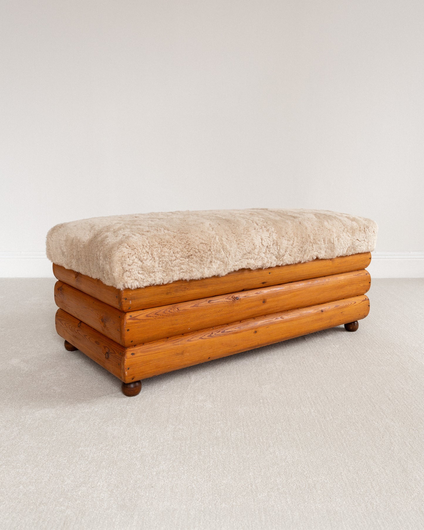 Pine and Sheepskin Bench