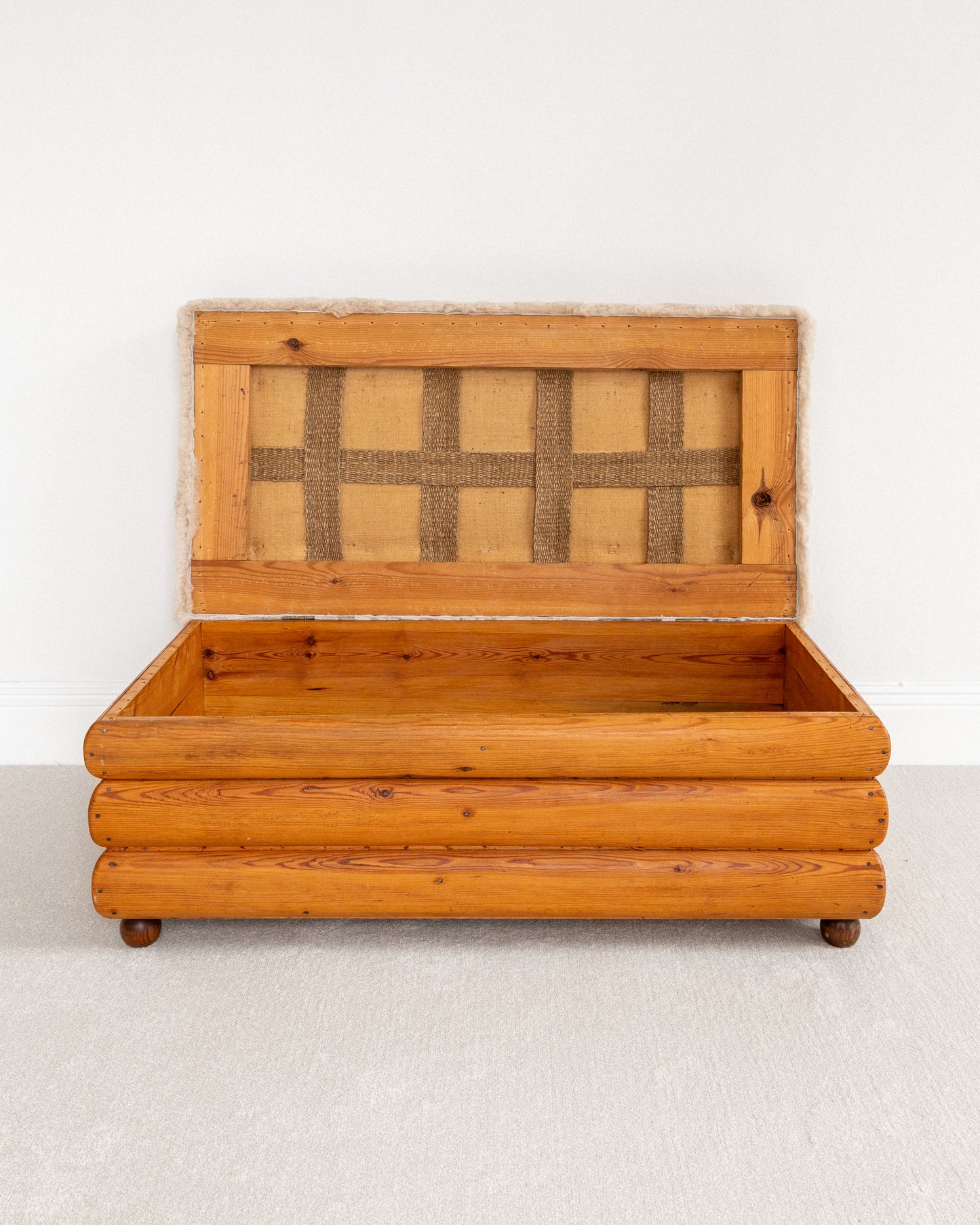 Pine and Sheepskin Bench