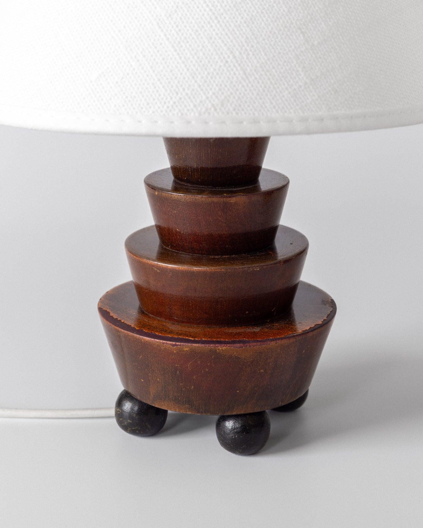 Pair of Stepped Wooden Table Lamps