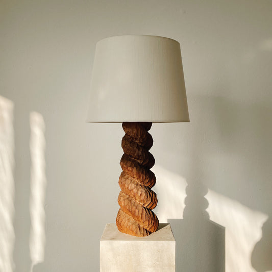 Sculptural Wooden Table Lamp