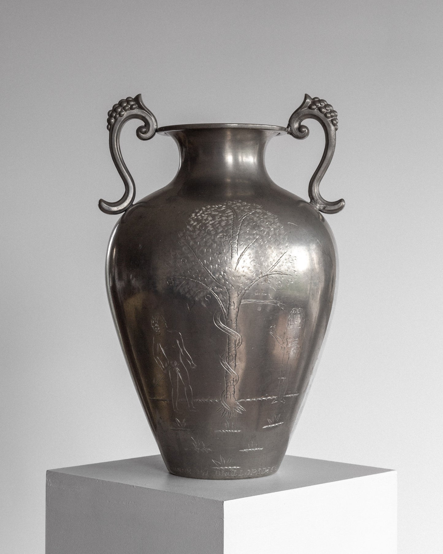 Adam & Eve Pewter Amphora, 1930s