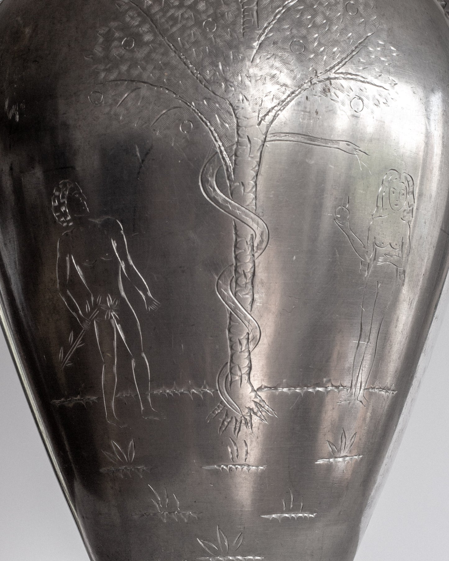 Adam & Eve Pewter Amphora, 1930s