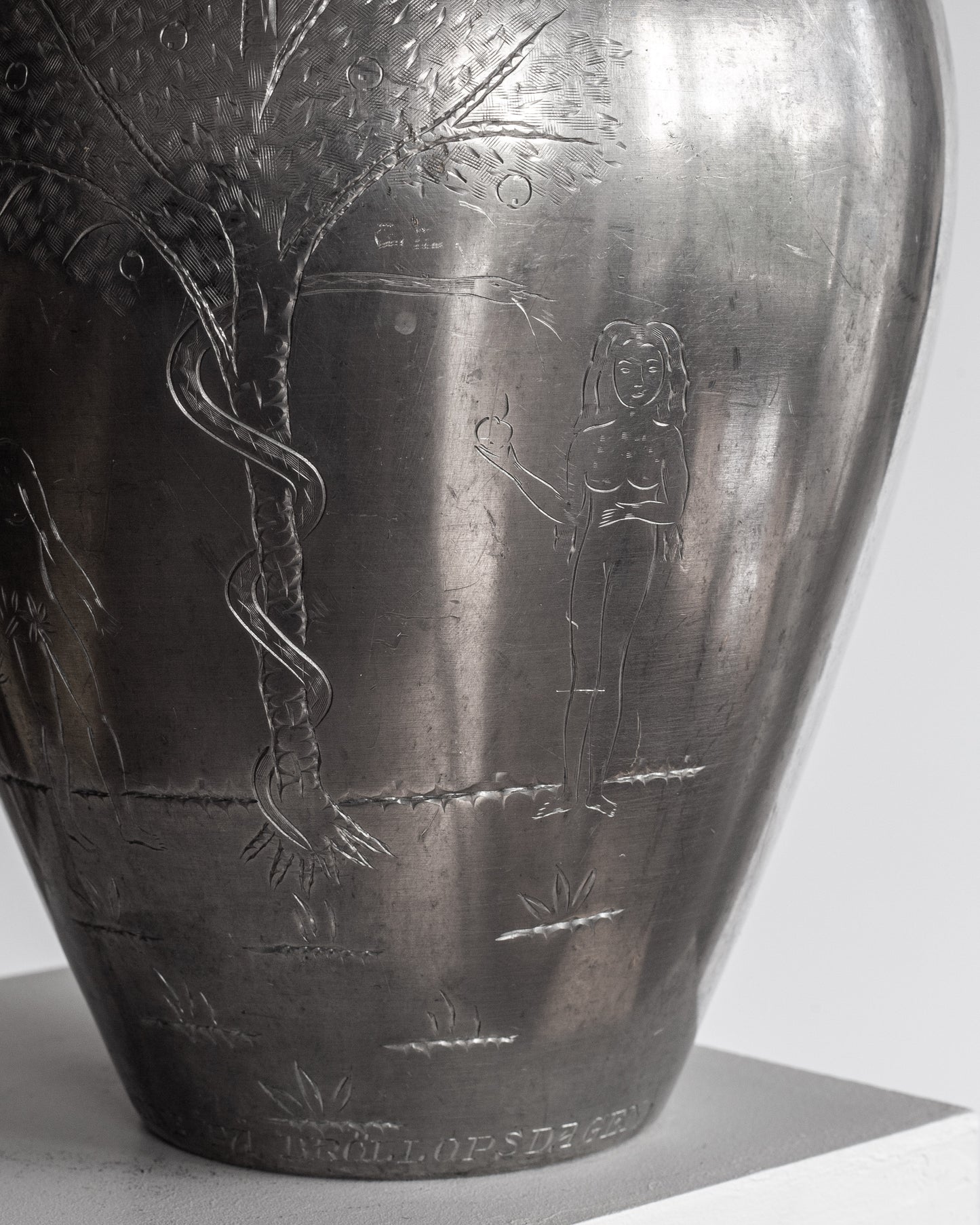 Adam & Eve Pewter Amphora, 1930s