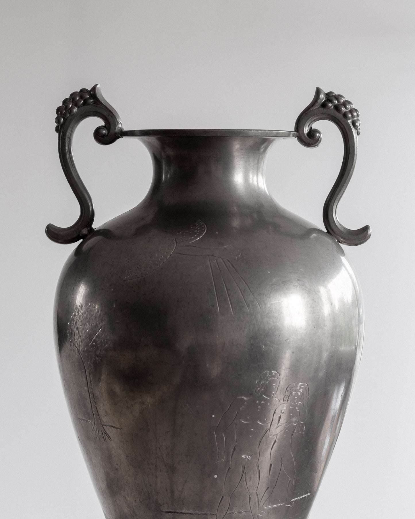 Adam & Eve Pewter Amphora, 1930s