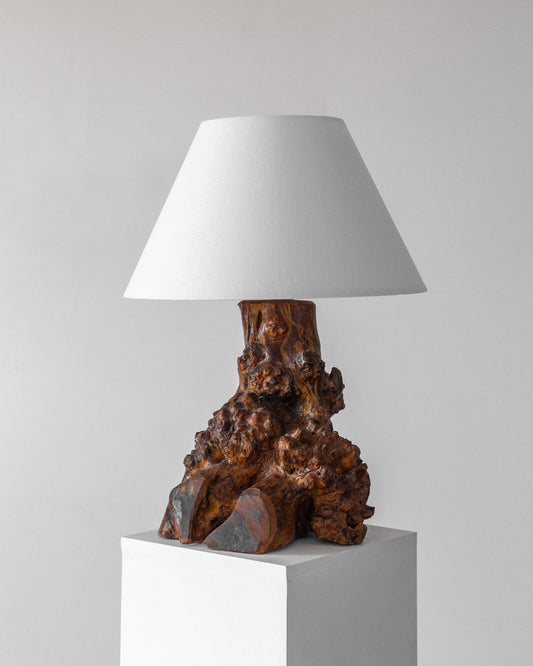 Freeform Burl Wood Table Lamp
