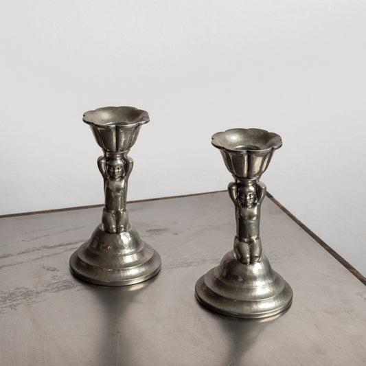 Danish Pewter Candlesticks, 1920's