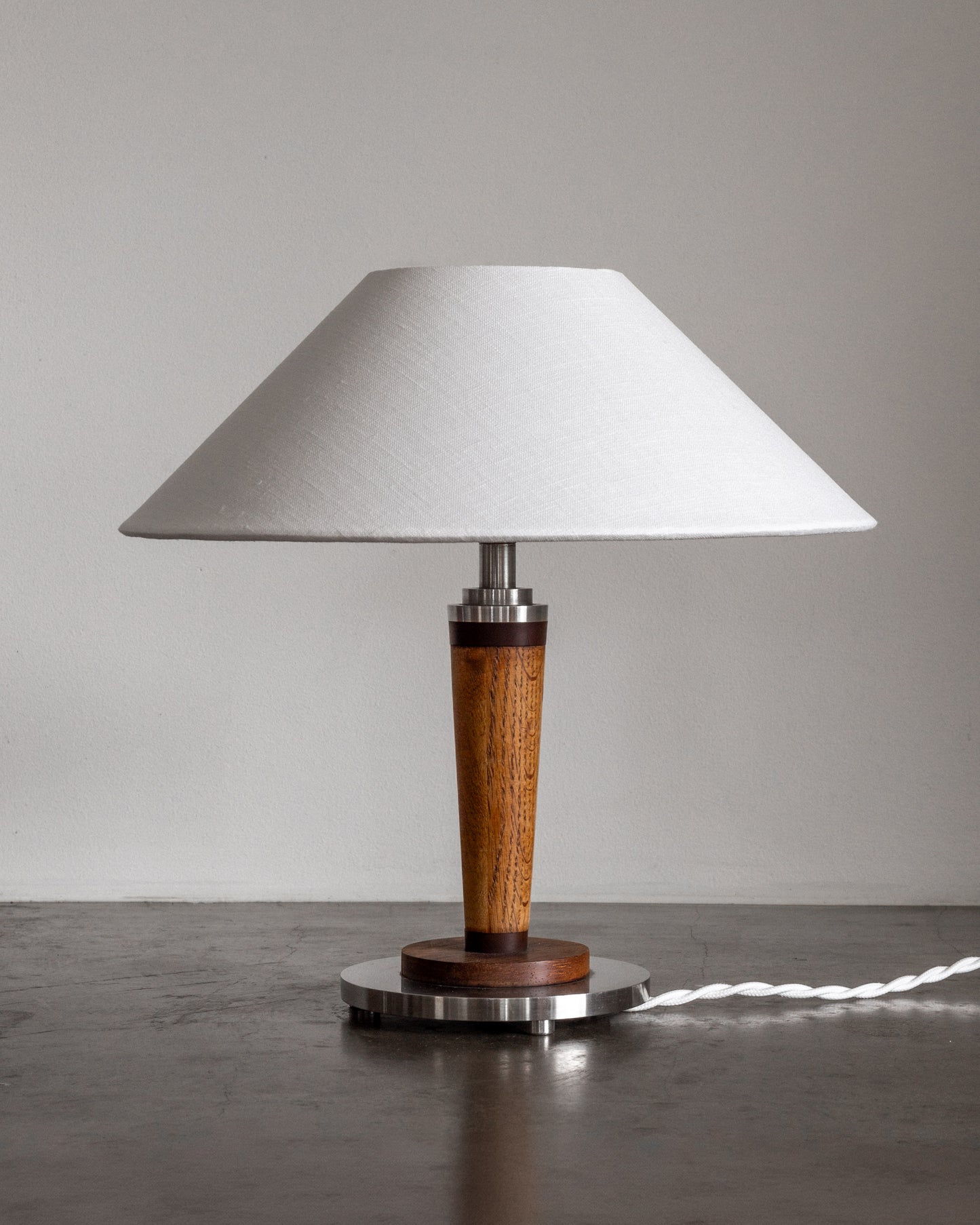 Chrome & Wood Table Lamp