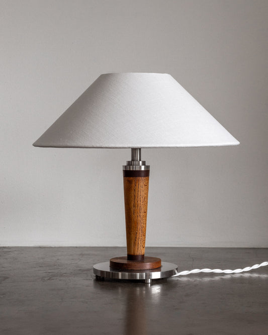 Chrome & Wood Table Lamp
