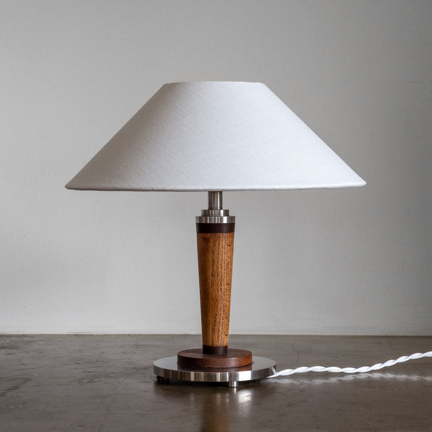 Mid-Century Metal and Wood Lamp