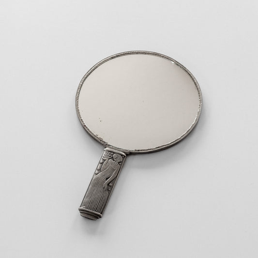 Modernist Pewter Hand Mirror