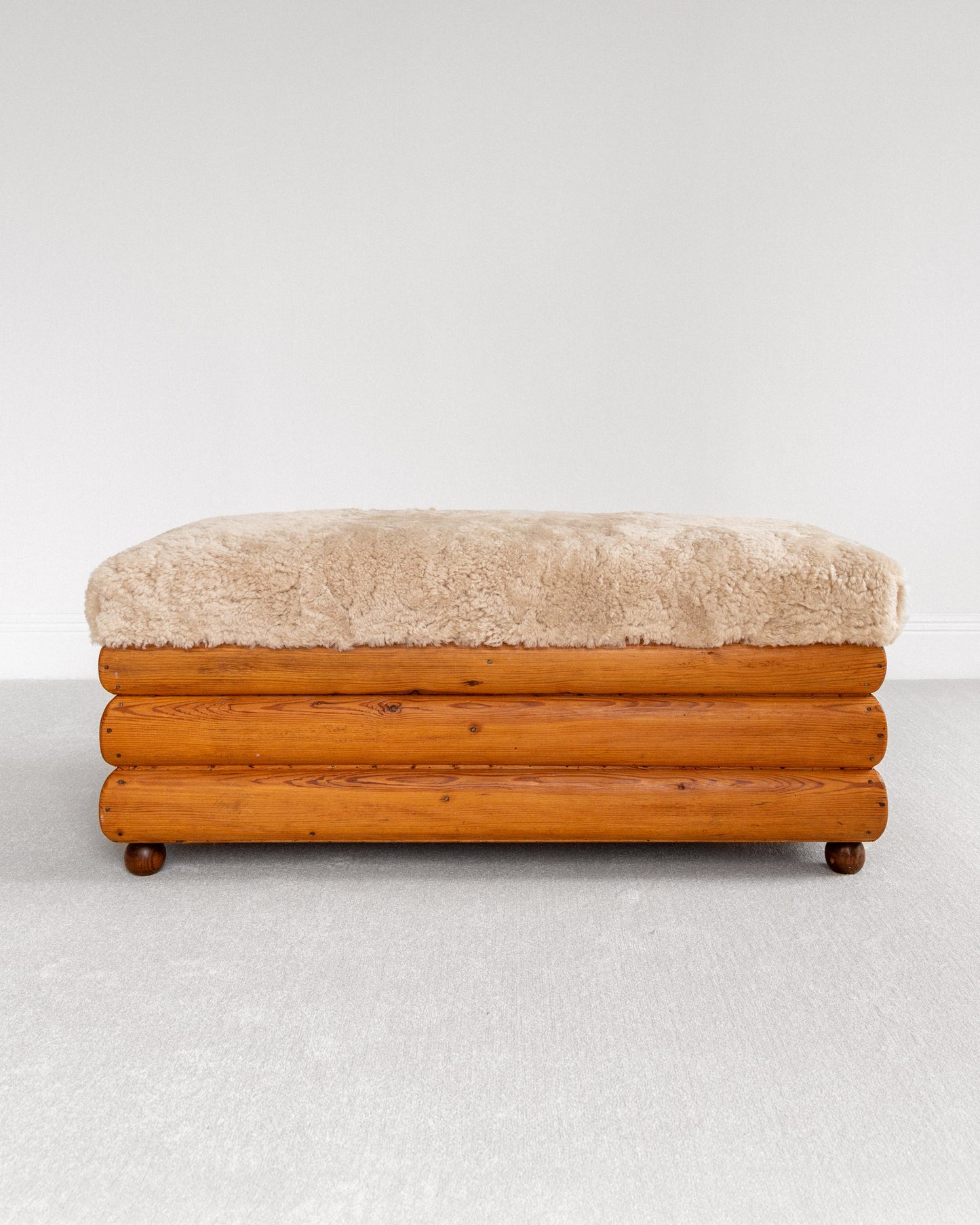Pine and Sheepskin Bench