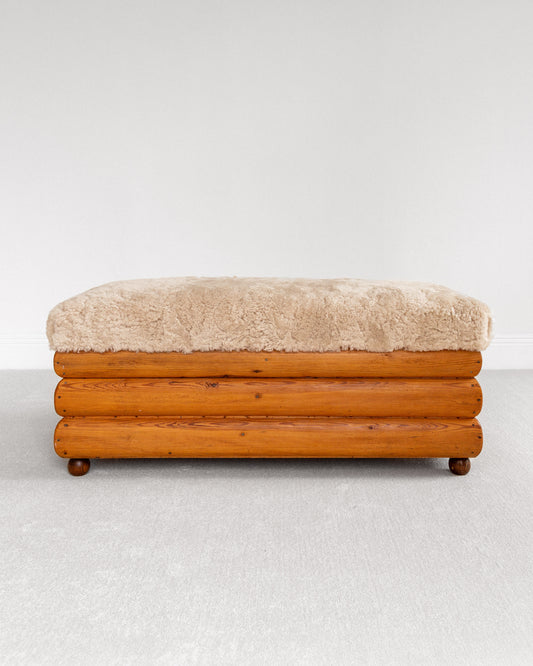Pine and Sheepskin Bench