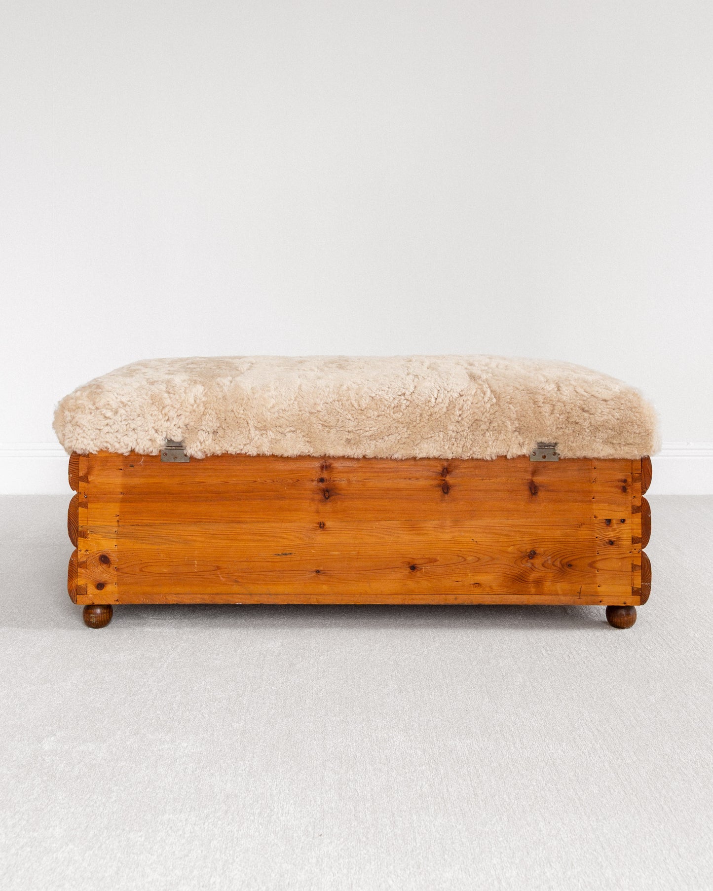 Pine and Sheepskin Bench