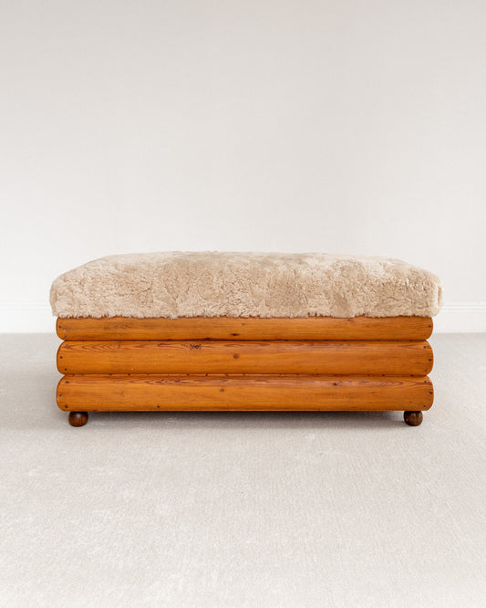 Pine and Sheepskin Bench