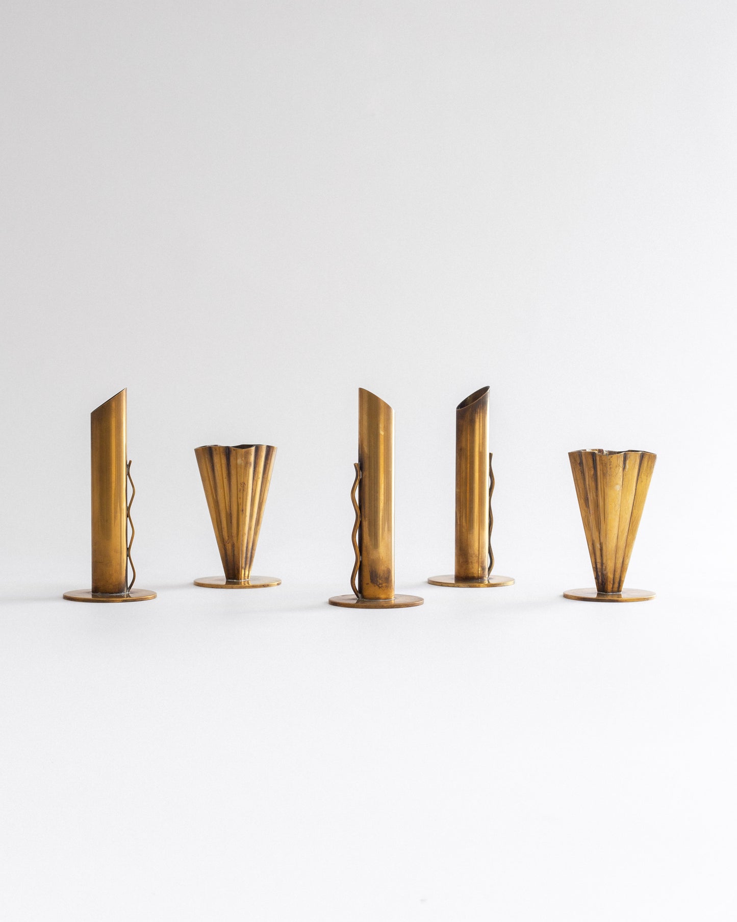 Trio of Brass Vases