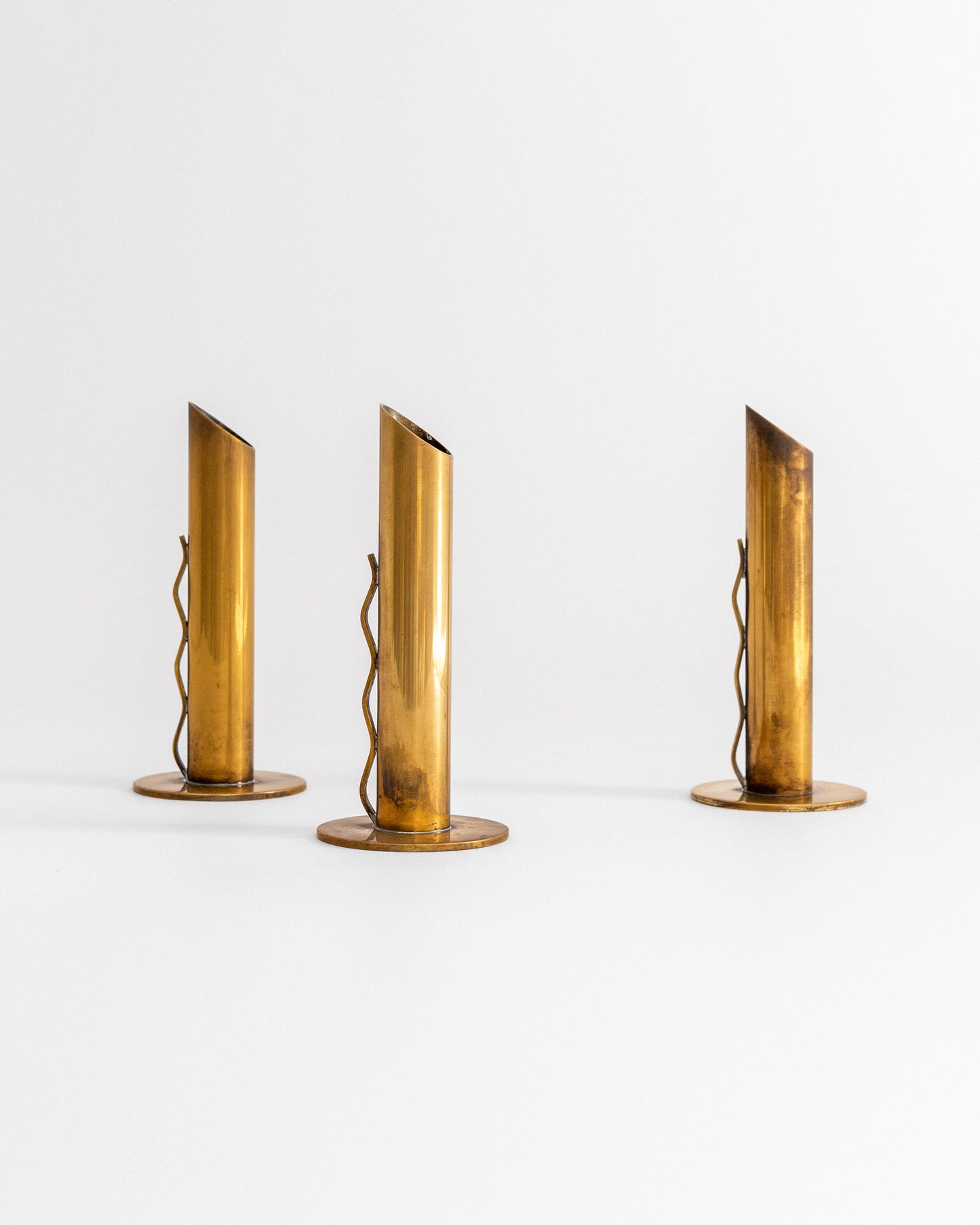 Trio of Brass Vases
